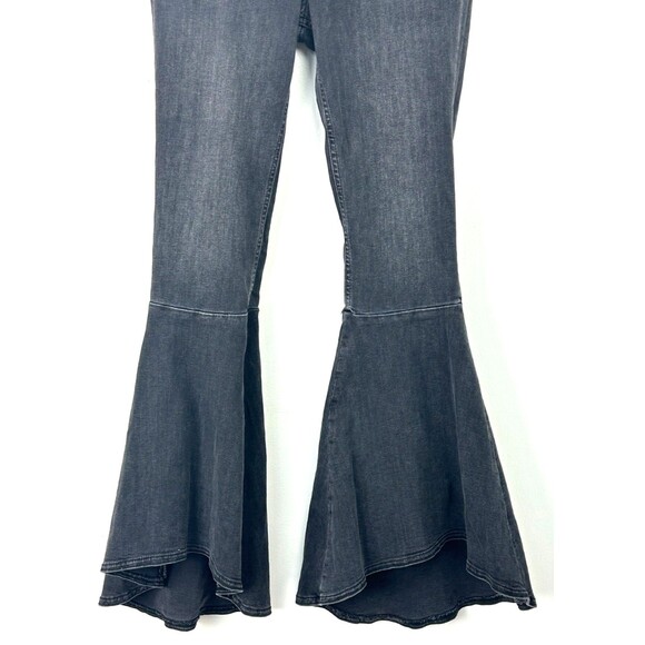 Free People Womens Black Ruffle Denim Flare Bell Bottom Jeans Size 29 1192R2 - Picture 10 of 12